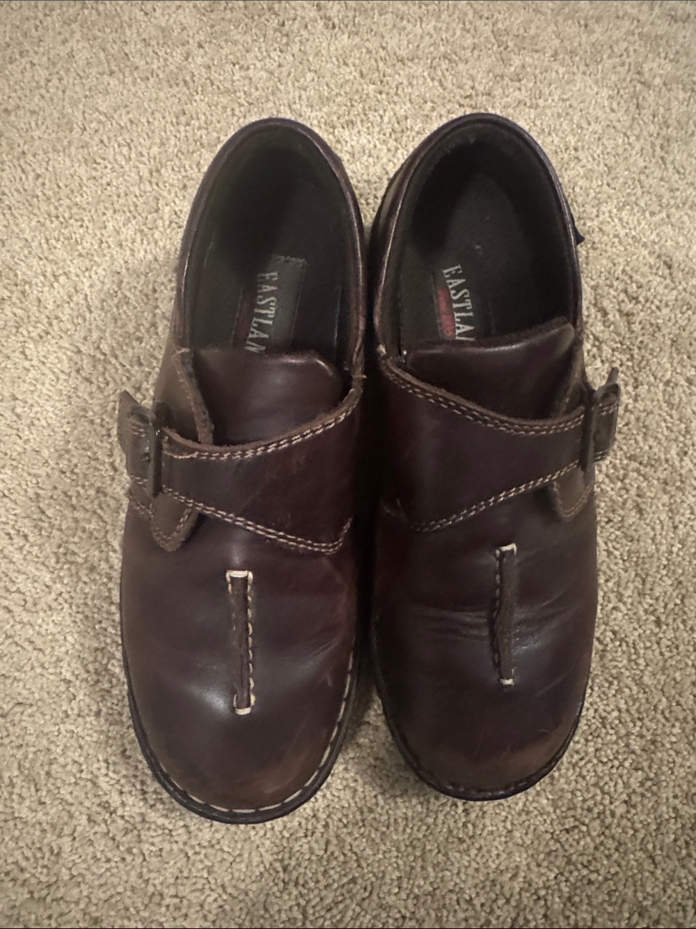 Eastland Dark Brown Leather Slip-On Loafers with Buckle